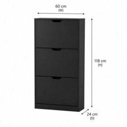 Black Designs 3-Drawer Bedroom Hallway Shoe Cabinet Storage - thumbnail 2