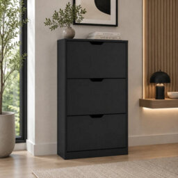 Black Designs 3-Drawer Bedroom Hallway Shoe Cabinet Storage - thumbnail 6