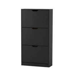 Black Designs 3-Drawer Bedroom Hallway Shoe Cabinet Storage - thumbnail 1