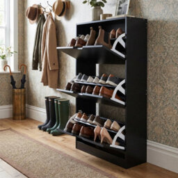 Black Designs 3-Drawer Bedroom Hallway Shoe Cabinet Storage - thumbnail 5