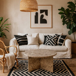 Wyld Haus Singapore Latte Brown Marble Round Coffee Table 90 Cm - thumbnail 1