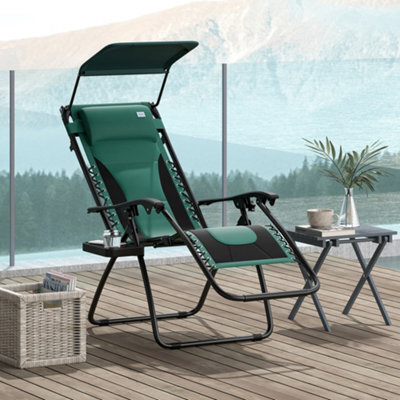 Outsunny Zero Gravity Lounger Chair, Folding Reclining Chair, Green - image 1
