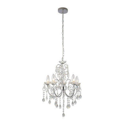 Luminosa Lighting Luminosa Tabitha 5 Light Bathroom Ceiling Pendant Light Chrome, Clear Crystal (K9) Glass Detail Ip44, G9