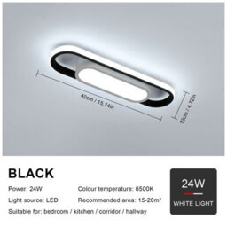 Pheashine Sleek Oval Led Ceiling Light 21W 6500K Daylight Black And White 40X10.5X5Cm - thumbnail 2