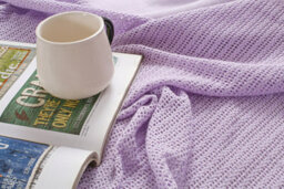 Ehc Cotton Soft Hand Woven Reversible Lightweight Adult Cellular Blanket, Double  230 X 230 Cm, Lavender - thumbnail 6