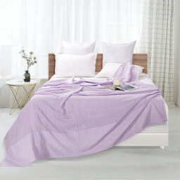 Ehc Cotton Soft Hand Woven Reversible Lightweight Adult Cellular Blanket, Double  230 X 230 Cm, Lavender - thumbnail 3