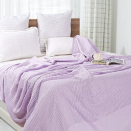 Ehc Cotton Soft Hand Woven Reversible Lightweight Adult Cellular Blanket, Double  230 X 230 Cm, Lavender - thumbnail 2