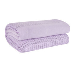 Ehc Cotton Soft Hand Woven Reversible Lightweight Adult Cellular Blanket, Double  230 X 230 Cm, Lavender