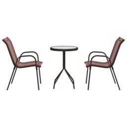 Berkfield Modern Garden Bistro Set 3 Pcs Brown Steel - thumbnail 7