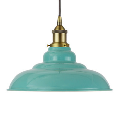 Duck Egg Blue St Edmund's Painted Dome Pendant Light With Matt Antique Brass Lamp Holder And Black Round Cable - Se Home - image 1