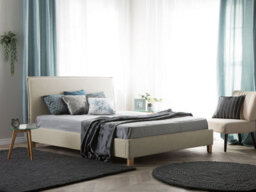 Beliani Bed Fabric Sennez 160 X 200 Cm (Eu King Size) Beige - thumbnail 2
