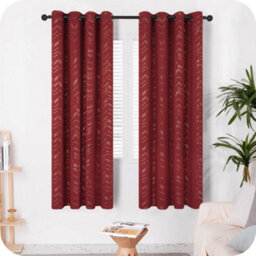 Deconovo Foil Printed Blackout Curtains 46 X 54 Inch Dark Red 2 Panels Thermal Insulated Window Eyelet Curtains Bedroom Curtains - thumbnail 2