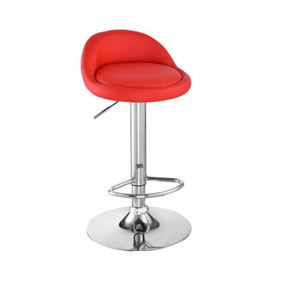 2X Bar Stools Faux Leather Kitchen Pub Low Back Breakfast Bar Chair Leg Chrome Red - image 1
