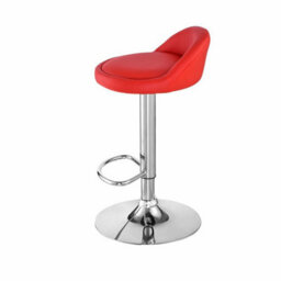2X Bar Stools Faux Leather Kitchen Pub Low Back Breakfast Bar Chair Leg Chrome Red - thumbnail 4