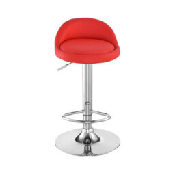 2X Bar Stools Faux Leather Kitchen Pub Low Back Breakfast Bar Chair Leg Chrome Red - thumbnail 3