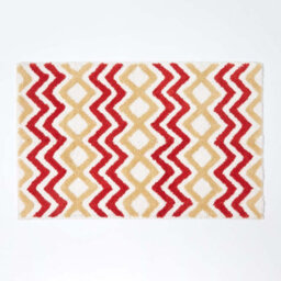 Homescapes Orange And Mustard Chevron Cotton Bath Mat
