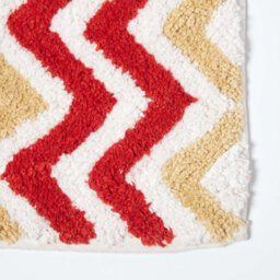 Homescapes Orange And Mustard Chevron Cotton Bath Mat - thumbnail 2