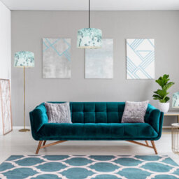 Happy Homewares Modern Classic Duck Egg And Emerald Green Floral Fabric Shade With Inner Lining - thumbnail 6