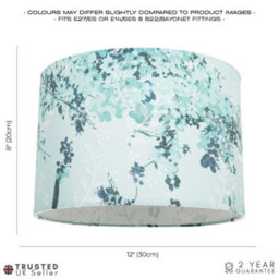 Happy Homewares Modern Classic Duck Egg And Emerald Green Floral Fabric Shade With Inner Lining - thumbnail 5