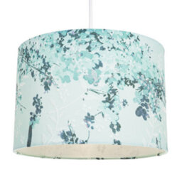 Happy Homewares Modern Classic Duck Egg And Emerald Green Floral Fabric Shade With Inner Lining - thumbnail 2