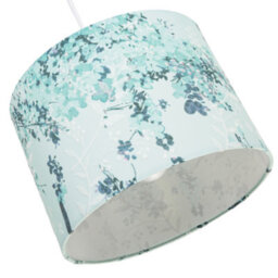 Happy Homewares Modern Classic Duck Egg And Emerald Green Floral Fabric Shade With Inner Lining - thumbnail 4