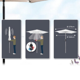 Urbn-Living Taupe - 270Cm Solar Led Parasol Umbrella - thumbnail 5