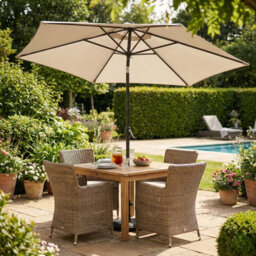 Urbn-Living Taupe - 270Cm Solar Led Parasol Umbrella - thumbnail 2