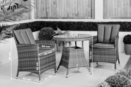 Giardino Savannah Round Rattan Garden Bistro Table And Chairs Set 2 Seater Patio Furniture Set - Grey - thumbnail 9