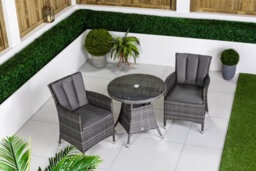 Giardino Savannah Round Rattan Garden Bistro Table And Chairs Set 2 Seater Patio Furniture Set - Grey - thumbnail 4