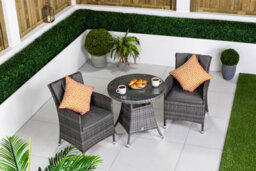 Giardino Savannah Round Rattan Garden Bistro Table And Chairs Set 2 Seater Patio Furniture Set - Grey - thumbnail 2