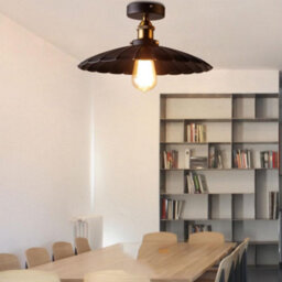 Industrial-Semi Flush Mount Ceiling Light With E27 Socket And 22Cm Umbrella Shaped Metal Lampshade For Living Room - thumbnail 7