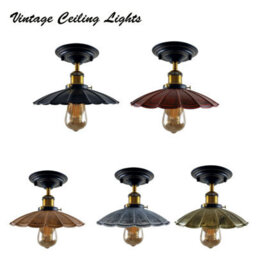 Industrial-Semi Flush Mount Ceiling Light With E27 Socket And 22Cm Umbrella Shaped Metal Lampshade For Living Room - thumbnail 9