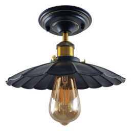 Industrial-Semi Flush Mount Ceiling Light With E27 Socket And 22Cm Umbrella Shaped Metal Lampshade For Living Room - thumbnail 8