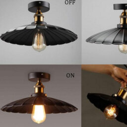 Industrial-Semi Flush Mount Ceiling Light With E27 Socket And 22Cm Umbrella Shaped Metal Lampshade For Living Room - thumbnail 5