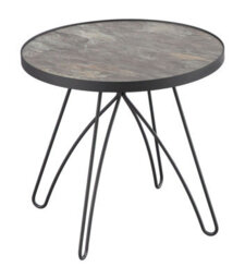 Aspect Furniture Ines Side/end Table-Marble Glass Top,black Metal Base - thumbnail 2