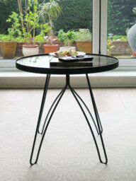 Aspect Furniture Ines Side/end Table-Marble Glass Top,black Metal Base - thumbnail 3