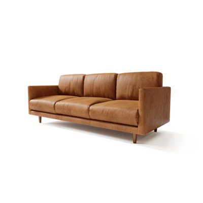 Valencia Toulon Leather Three Seats Sofa Cognac Italian Nappa 11000 Top Grain Leather Top Stitching French Seams - image 1