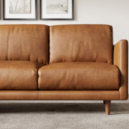 Valencia Toulon Leather Three Seats Sofa Cognac Italian Nappa 11000 Top Grain Leather Top Stitching French Seams - thumbnail 6