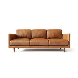 Valencia Toulon Leather Three Seats Sofa Cognac Italian Nappa 11000 Top Grain Leather Top Stitching French Seams - thumbnail 8