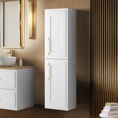 Heze Furniture Classic Tall Bathroom 2 Door Wall Cabinet - White - image 1