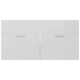 Berkfield Sink Cabinet With Built-In Basin High Gloss White Engineered Wood - thumbnail 9