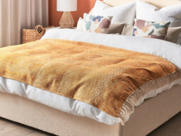 Beliani Blanket Firozabad Cotton 130 X 180 Cm Orange - thumbnail 2