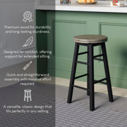 Modern Bar Stool Solid Wood Seat Kitchen Pub Dining Furniture - thumbnail 5