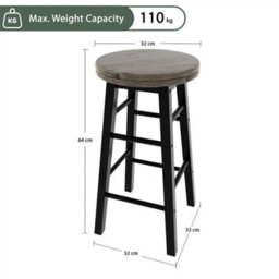 Modern Bar Stool Solid Wood Seat Kitchen Pub Dining Furniture - thumbnail 2