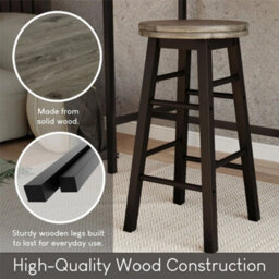 Modern Bar Stool Solid Wood Seat Kitchen Pub Dining Furniture - thumbnail 6