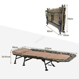 Carpzilla Fishing Bed 6 Legs 150Kg Folding Bedchair Camping Equipment 215X95Cm - thumbnail 4