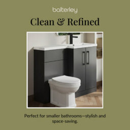 Balterley Right-Hand Bathroom Vanity And Wc Unit Combination With Basin - 1100mm - Gloss Grey With Black Handles - thumbnail 7