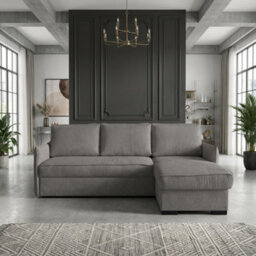 Megan Corner Sofa Bed For Living Room Polyurethane Foam Wave Spring Wooden Frame With Storage 220X90X160Cm Grey - thumbnail 1