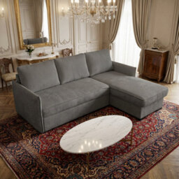 Megan Corner Sofa Bed For Living Room Polyurethane Foam Wave Spring Wooden Frame With Storage 220X90X160Cm Grey - thumbnail 2