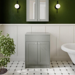 Affine 600mm Grey Traditional Bathroom Countertop Vanity Unit Floor Standing Doors - thumbnail 2